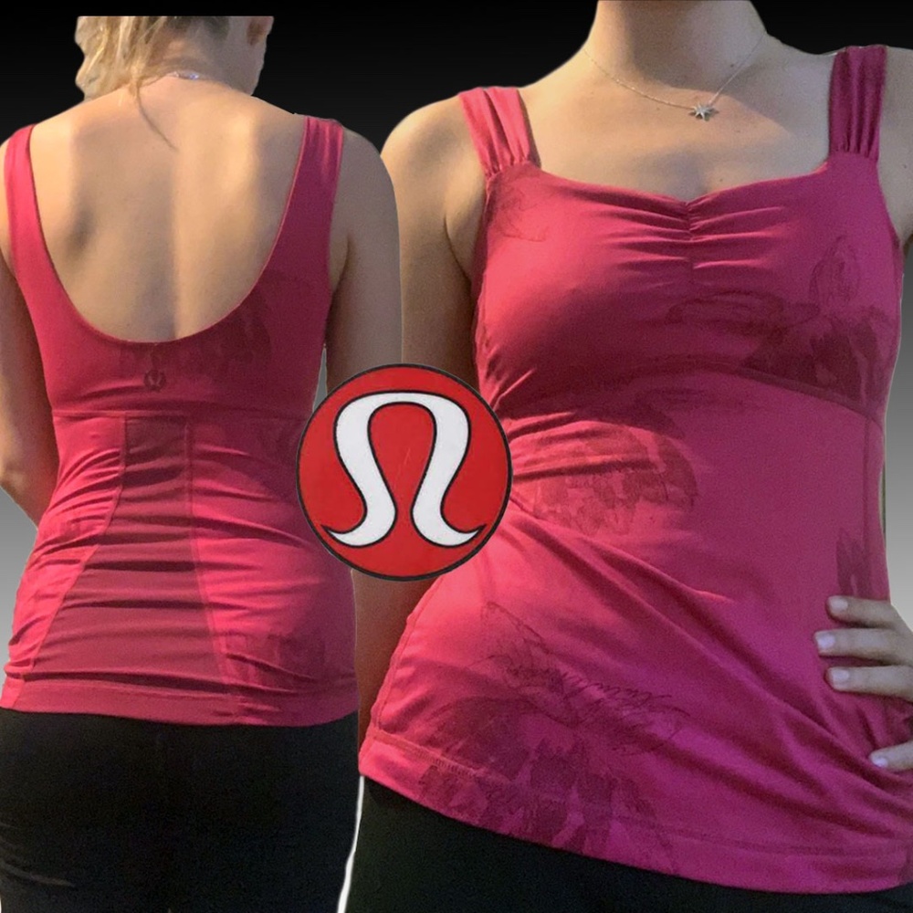 Lululemon Athletica Red tank with Rose print